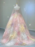 Pretty Ball Gown Strapless Pink Tulle Long Prom Dresses High School Outfits Evening Dresses HZ1121