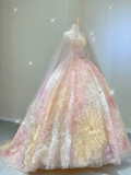 Pretty Ball Gown Strapless Pink Tulle Long Prom Dresses High School Outfits Evening Dresses HZ1121
