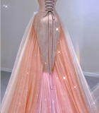 Classy Mermaid Strapless Sequin Long Pink Prom Dresses Graduation Dress High School Classy Evening Dresses HZ1121