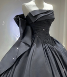 Modest Ball Gown Strapless Black Long Prom Dresses High School Outfits Graduation Dress Evening Dresses HZ1121