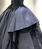 Modest Ball Gown Strapless Black Long Prom Dresses High School Outfits Graduation Dress Evening Dresses HZ1121