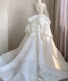 Luxury Mermaid Square Neckline Long White Wedding Dresses Brides Dress HZ1121