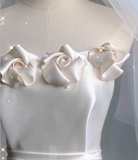 Unique A line Strapless Long White Wedding Dresses Summer Brides Dress HZ1121