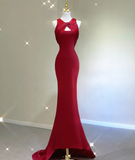 Pretty A Line Scoop Long Red Prom Dresses Graduation Dress High School Classy Evening Dresses HZ1121