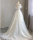 Timeless Ball Gown Strapless Long Tulle White Summer Wedding Dresses Brides Dress HZ1121