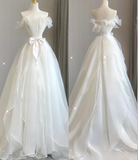 Timeless Ball Gown Strapless Long Tulle White Summer Wedding Dresses Brides Dress HZ1121