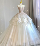 Unique Ball Gown Sweetheart Sequin Long White Wedding Dresses Brides Dress HZ1121