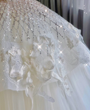 Unique Ball Gown Sweetheart Sequin Long White Wedding Dresses Brides Dress HZ1121