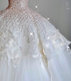 Unique Ball Gown Sweetheart Sequin Long White Wedding Dresses Brides Dress HZ1121
