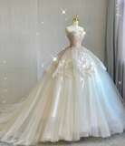Unique Ball Gown Sweetheart Sequin Long White Wedding Dresses Brides Dress HZ1121