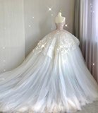Unique Ball Gown Sweetheart Sequin Long White Wedding Dresses Brides Dress HZ1121