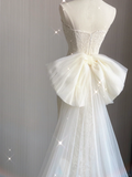 Dreamy Mermaid Strapless Long Lace Wedding Dresses Summer Brides Dress HZ1121