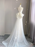 Dreamy Mermaid Strapless Long Lace Wedding Dresses Summer Brides Dress HZ1121