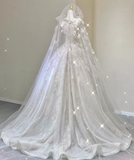 Unique Ball Gown Square Neckline Lace Long White Wedding Dresses Brides Dress HZ1121