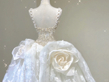 Dreamy Ball Gown Square Neckline Lace Long White Wedding Dresses Brides Dress HZ1121