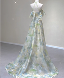 Classy A Line Halter Sleeveless Chiffon High School Evening Dress Long Green Prom Dresses HZ1121