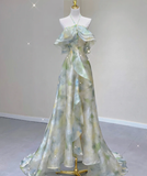 Classy A Line Halter Sleeveless Chiffon High School Evening Dress Long Green Prom Dresses HZ1121