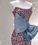 Pretty Mermaid Strapless Long Sequin Prom Dresses Graduation Dress High School Classy Evening Dresses HZ1121