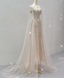 Classy A Line Strapless Champagne High School Evening Dress Long Prom Dresses With Beads HZ1121