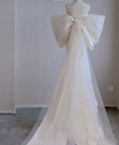 Dreamy Mermaid Strapless Long Satin Wedding Dresses Summer Brides Dress HZ1121