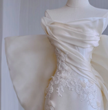 Dreamy Mermaid Strapless Long Satin Wedding Dresses Summer Brides Dress HZ1121