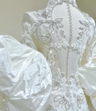 Luxury Mermaid High Neckline Long Sleeves Lace White Wedding Dresses Brides Dress HZ1121