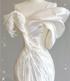 Timeless Mermaid Off The Shoulder White Short Sleeves Wedding Dresses Brides Dress HZ1121