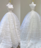 Unique Ball Gown Sweetheart Satin Wedding Dresses White Brides Dress HZ1121