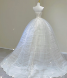 Unique Ball Gown Sweetheart Satin Wedding Dresses White Brides Dress HZ1121