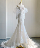 Classy Elegant Mermaid Sweetheart White Lace Wedding Dresses Brides Dress HZ1121