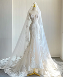 Classy Elegant Mermaid Sweetheart White Lace Wedding Dresses Brides Dress HZ1121