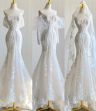Classy Elegant Mermaid Sweetheart White Lace Wedding Dresses Brides Dress HZ1121