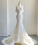 Classy Elegant Mermaid Sweetheart White Lace Wedding Dresses Brides Dress HZ1121