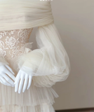 Timeless Ball Gown Off The Shoulder Long Sleeves Tulle Wedding Dresses Brides Dress HZ1121