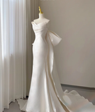 Classy Elegant Mermaid Sweetheart White Satin Wedding Dresses Brides Dress HZ1121