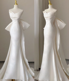 Classy Elegant Mermaid Sweetheart White Satin Wedding Dresses Brides Dress HZ1121