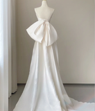 Classy Elegant Mermaid Sweetheart White Satin Wedding Dresses Brides Dress HZ1121