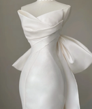 Classy Elegant Mermaid Sweetheart White Satin Wedding Dresses Brides Dress HZ1121