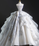 Timeless Ball Gown Strapless Sequin White Long Wedding Dresses Brides Dress HZ1121
