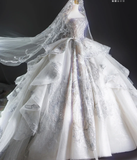 Timeless Ball Gown Strapless Sequin White Long Wedding Dresses Brides Dress HZ1121