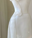 Classy Elegant Mermaid One Shoulder White Long Satin Wedding Dresses Brides Dress HZ1121