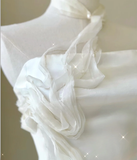 Classy Elegant Mermaid One Shoulder White Long Satin Wedding Dresses Brides Dress HZ1121