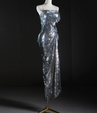Pretty Mermaid Strapless Sleeveless Sequin Long Silver Prom Dresses Simple Evening Dresses HZ1121