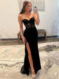 Classy Sweetheart Neck Black Lace Prom Dresses Black Lace Mermaid Formal Evening Dresses Graduation Dress HZ1121