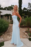 Classy Baby Blue Strapless Sweetheart Summer Prom Dress Graduation Dress HZ1121