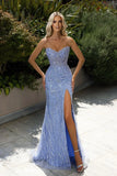 Classy Long Sweetheart Sleeveless Split Front Mermaid Prom Dress With Beading HZ1121