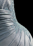 Classy Elegant Blue Spaghetti Strap Prom Gown Pleated Sweetheart Neckline Sexy Backless Prom Dress HZ1121