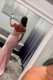Pink Off-the-Shoulder Long Mermaid Prom Dress with Slit Graduation Dress HZ1121