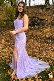 Pretty Strapless Prom Dress Mermaid Lace Long Evening Dress with Split Graduation Dress HZ1121