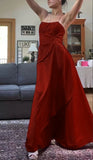 Classy Fuchsia Spaghetti Straps Satin A-Line Beaded Long Prom Dress Bridesmaid Dresses Long formal Dress HZ1121